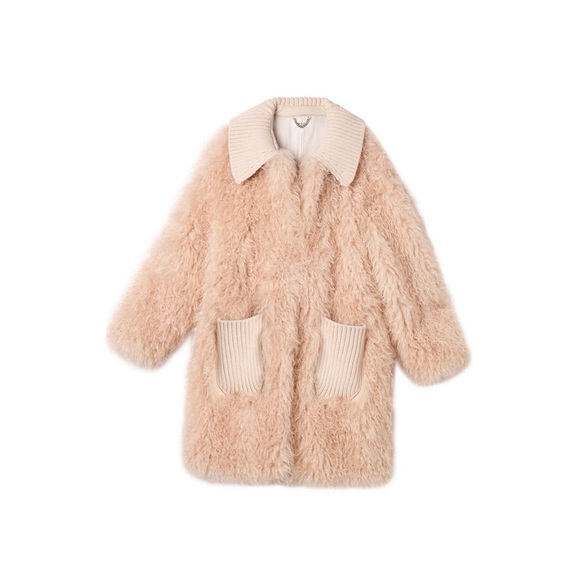 A.L.C. Grey Faux Fur Coat Faint Peach Oversized Jacket Large Furry Fuzzy EUC - Picture 6 of 16